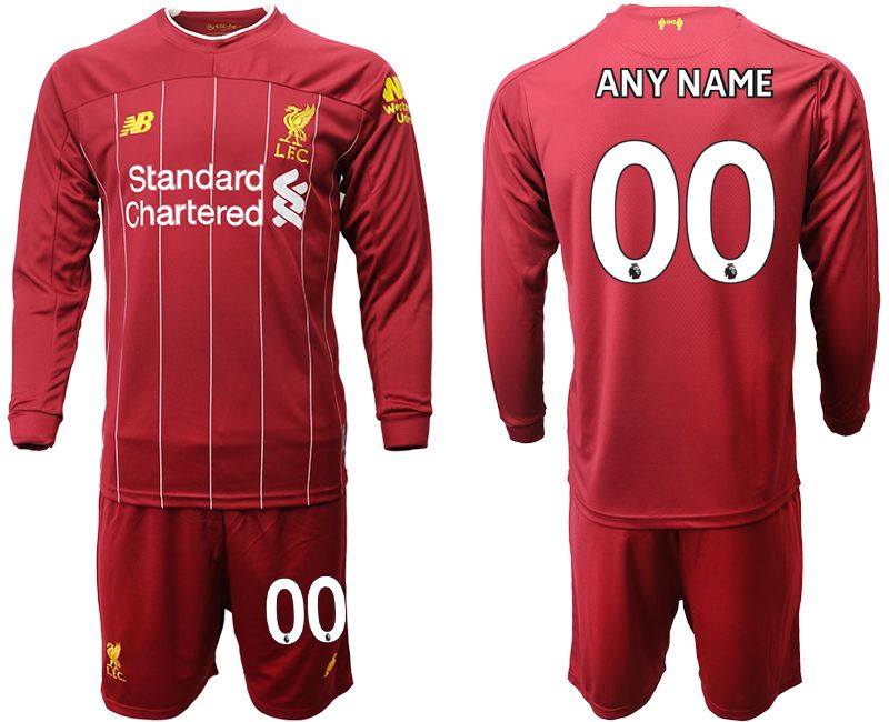 Men 2019-2020 club Liverpool home long sleeves customized red Soccer Jerseys